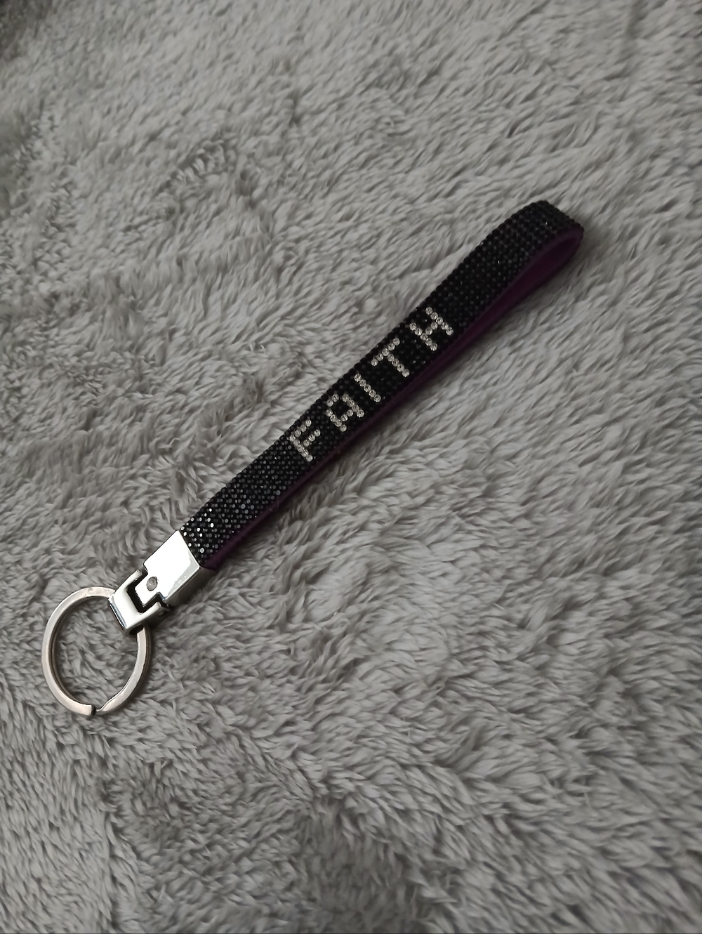 Embellished Black and Purple Wrist Key Ring